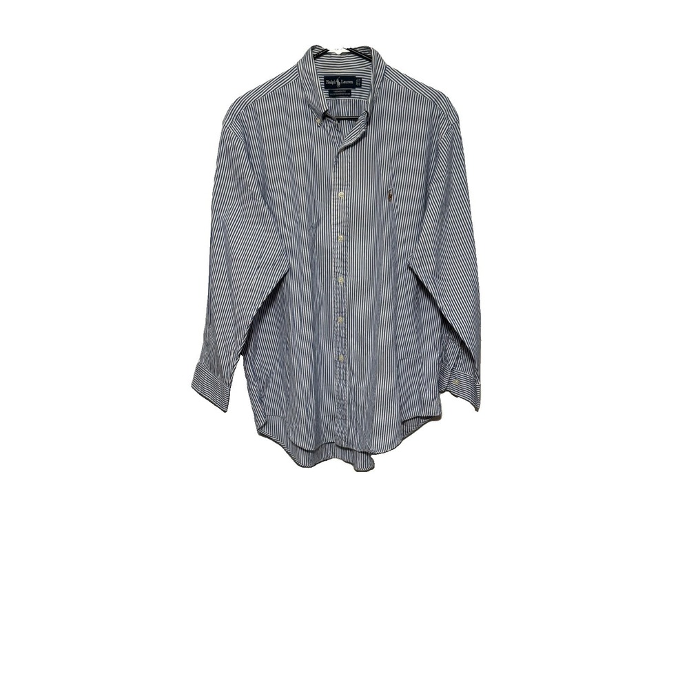 Ralph Lauren Shirt Mens 16/33 Blue Striped Long Sleeve Button Down Yarmouth